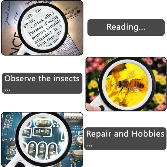 30X Portable Magnifying Glass Illuminated Magnifier Loupe - EXHOBBY