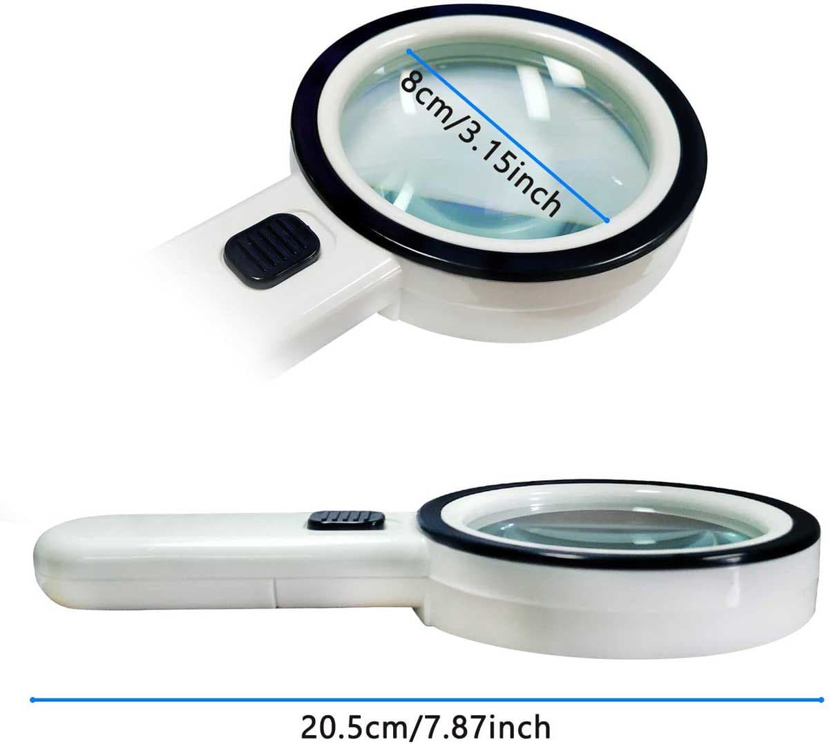 30x Coin Magnifier with Light, Jewelers Magnifying Glass